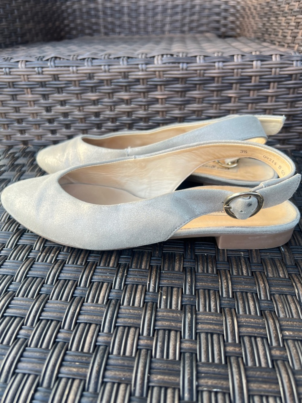 Paul Green Metallic Silver Pointed Slingback Mules